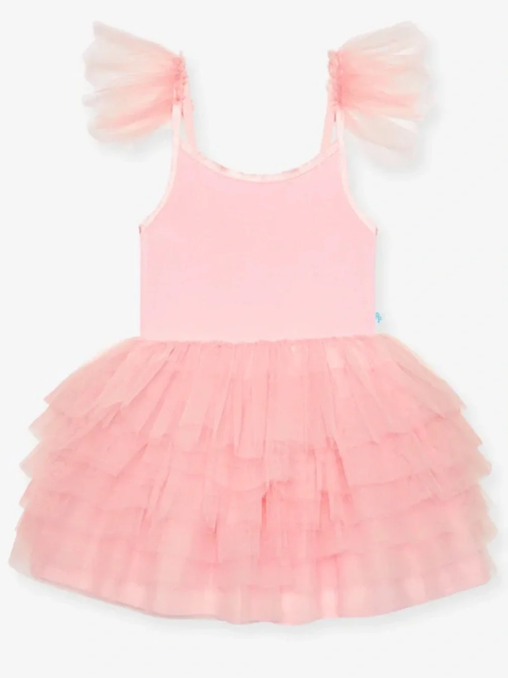 Posh Peanut Starry Pink Ruffled Tulle Smocked Dress